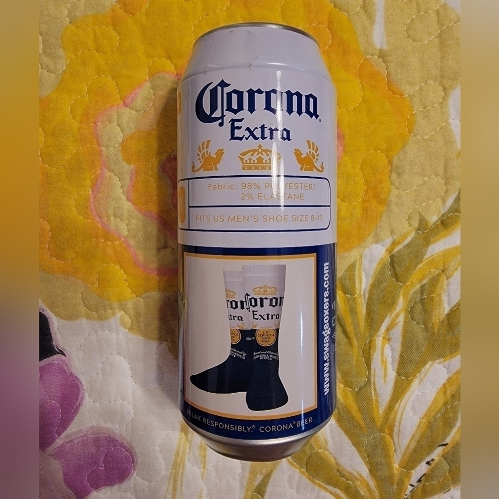 NWT Men's Crew Socks with Corona Beer Design